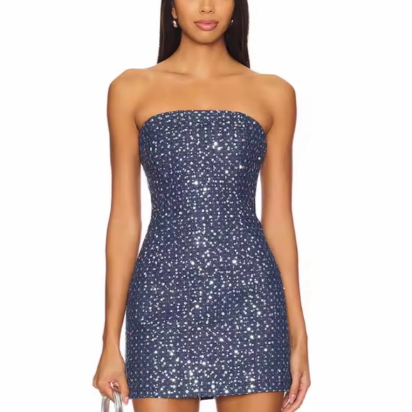 blue mini dresses for women Dusty Blue Embroidered Flower V Neck Mini Dress